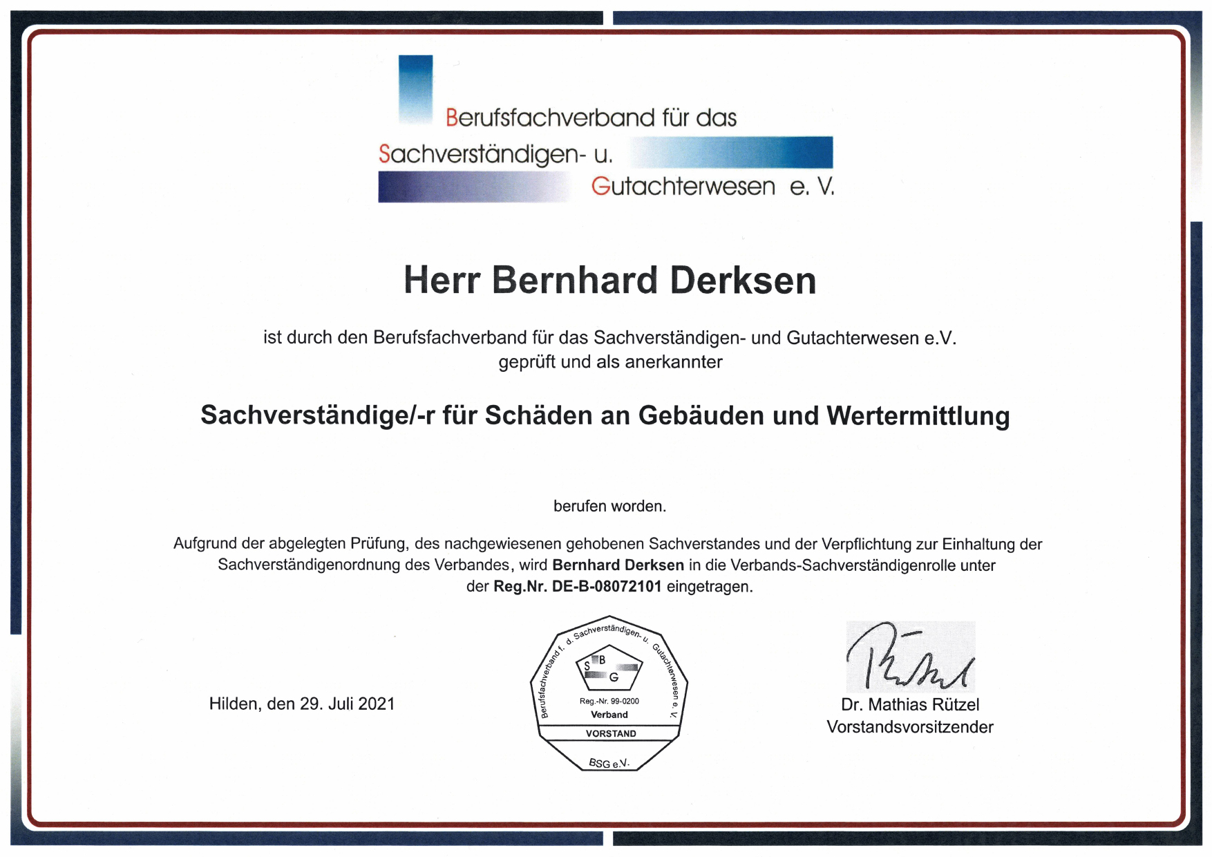 210729 Urkunde Anerkennung Sachverständiger BSG